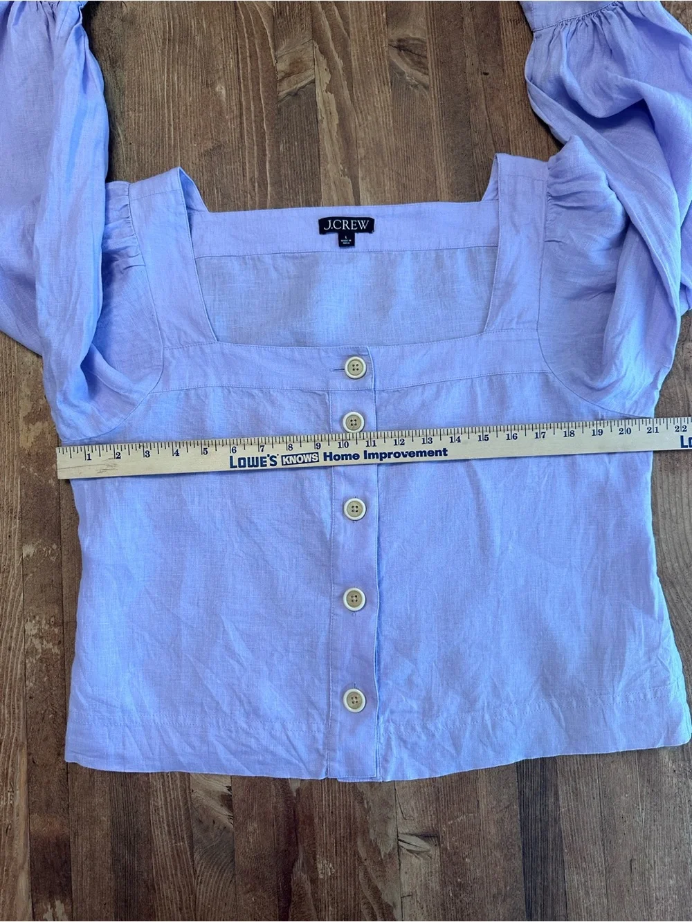 J.Crew Square Neck Button Down‎ Linen Top Women Size Large Purple Lilac